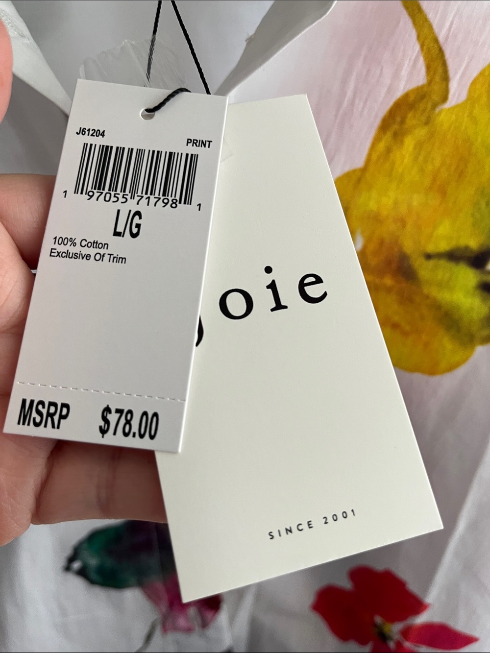 Joie White Floral Watercolor Button-Down Blouse - Picture 6 of 7
